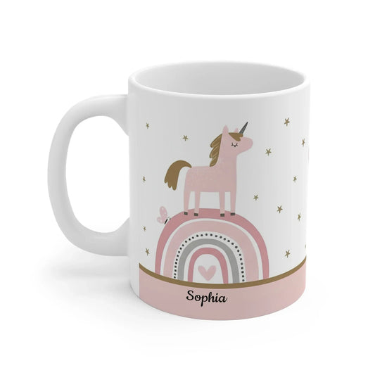 Personalized Sparkle Like a Unicorn Mug | Custom Name | Boho Rainbow Dusty Pink Ceramic Gift
