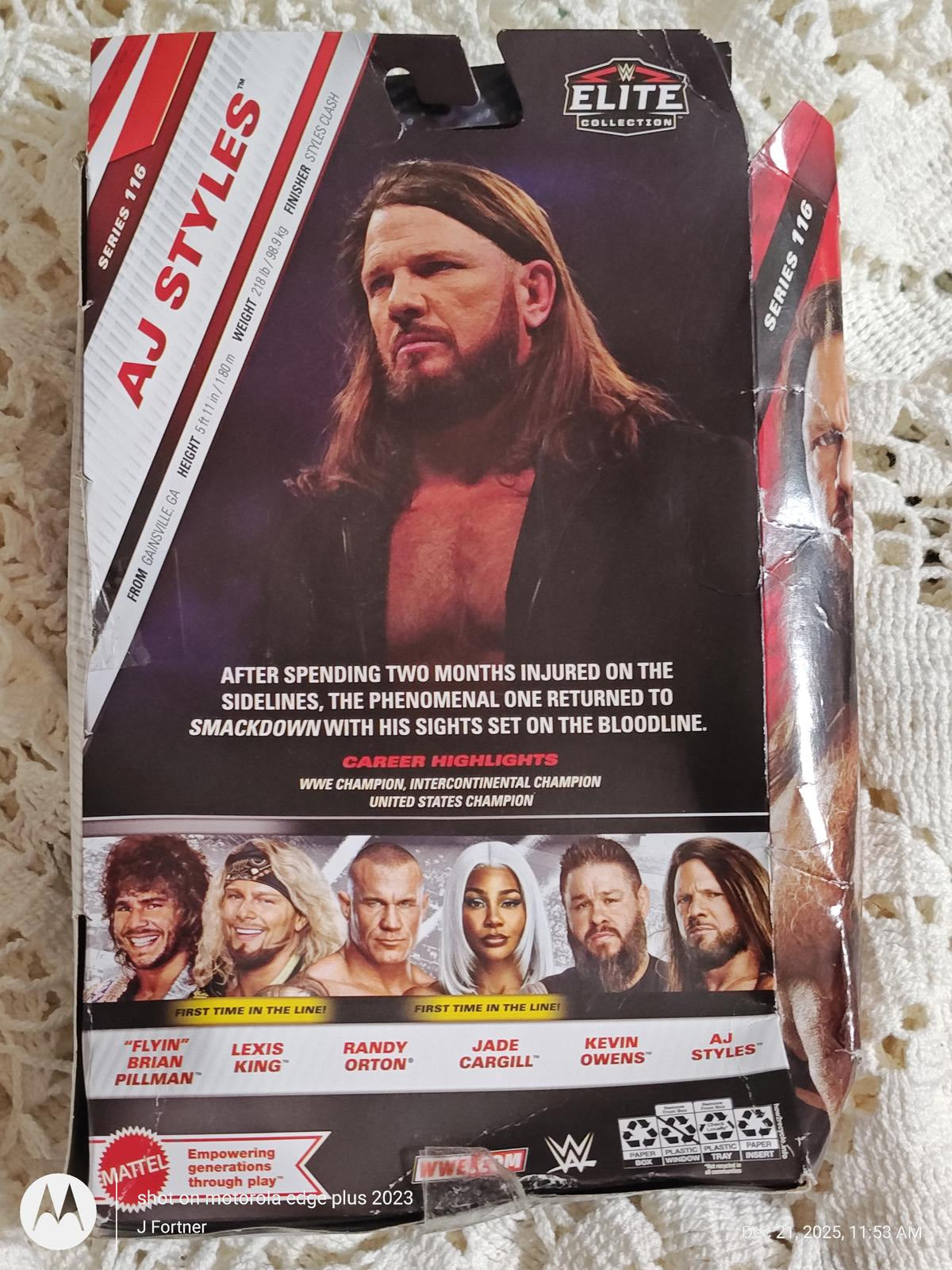 Mattel WWE Elite Collection Series 116 AJ Styles 6.5" Figure New Damaged Box