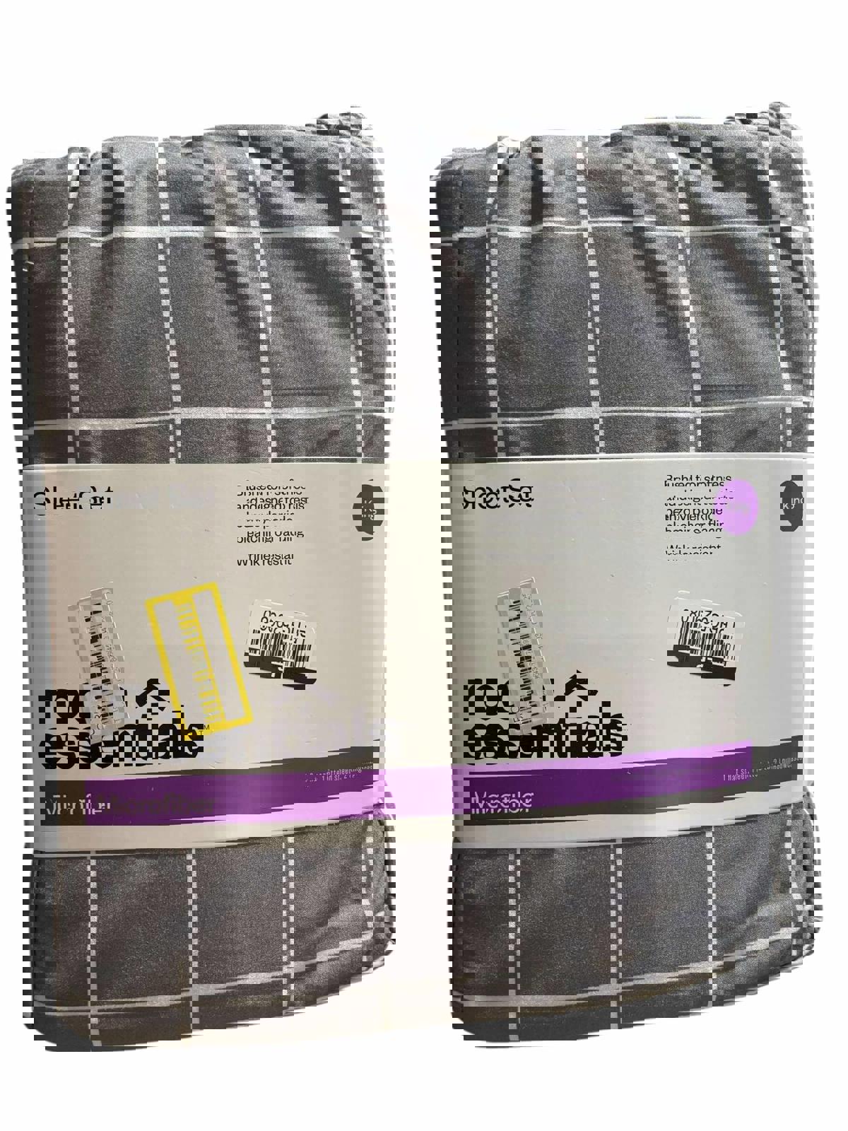 Printed Microfiber Sheet Set - Room Essentials Gray Stripe- Queen