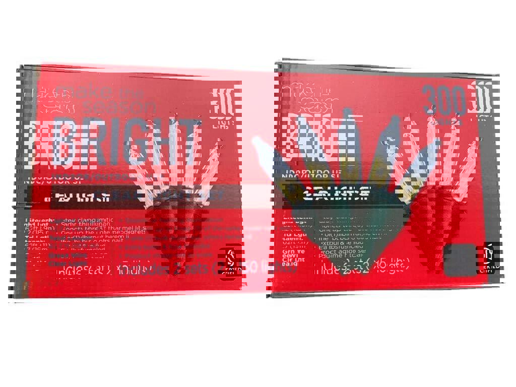 Make the Season Bright Indoor Outdoor Clear Light 300 bulbs 62.2 Ft green cord