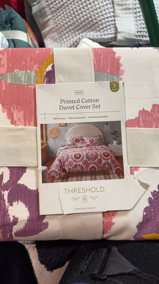 Threshold King Printed Cotton Duvet Cover Set 3-Piece