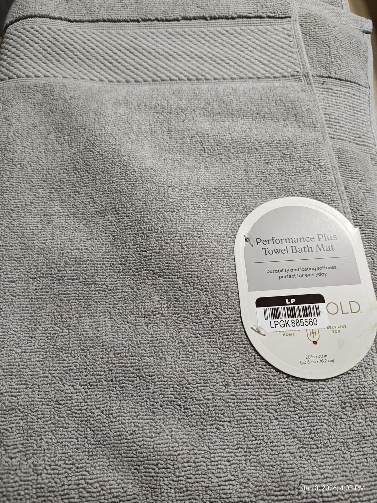 100% Cotton Fade Resistant Performance Plus Towel Bath Mat Threshold LITE GREY