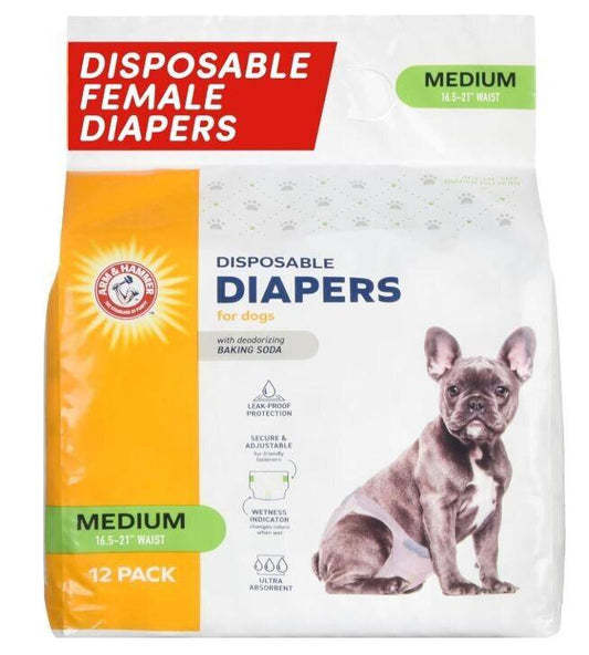 Arm & Hammer for Pets Disposable Female Dog Diapers - Medium (12 Count)