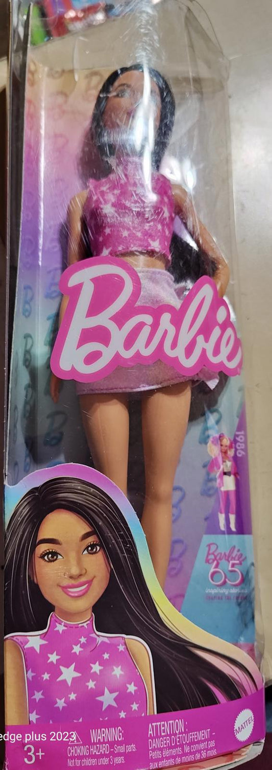 Barbie Fashionistas Doll #215 with Pink Star-Print Top & Iridescent Skirt