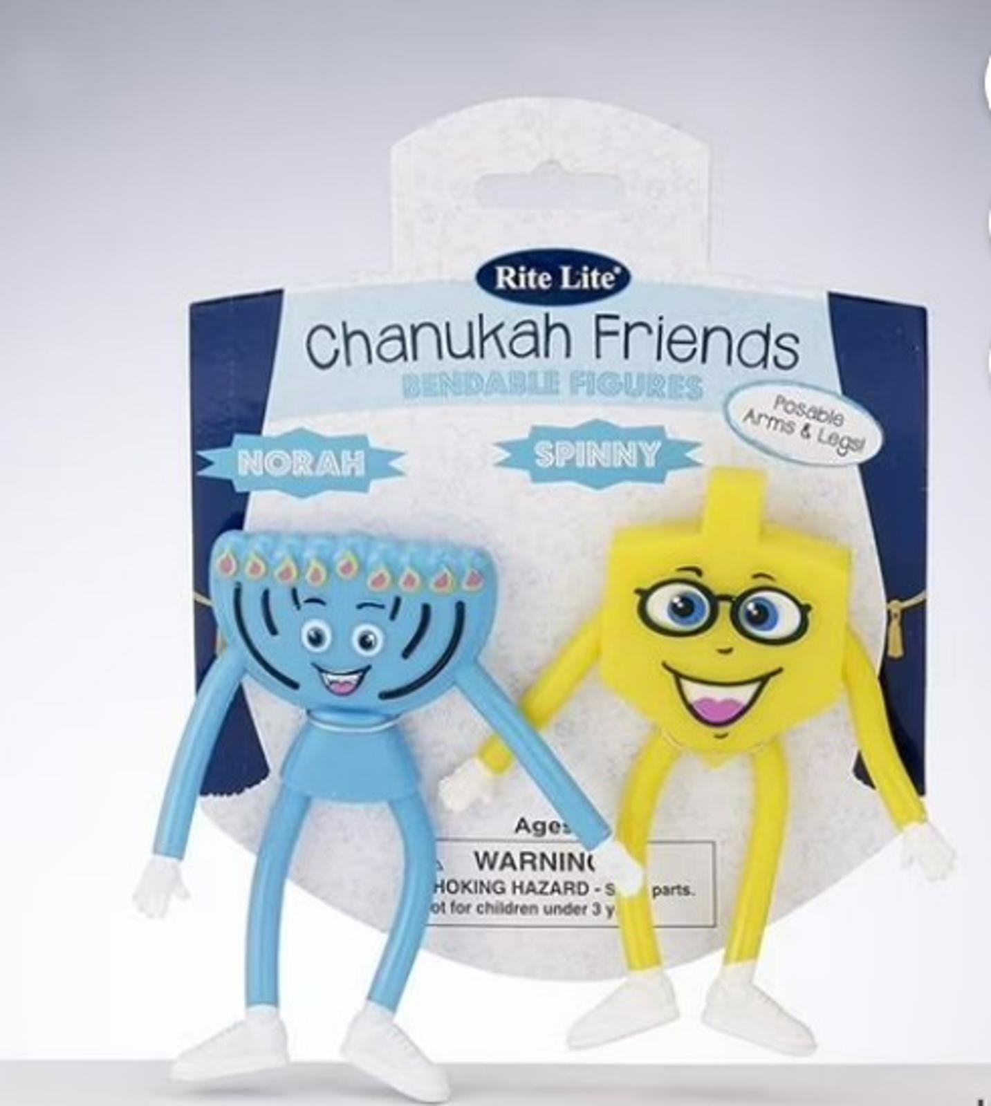 Chanukah Friends Dreidel & Menorah Set 7 in. Plastic Bendable