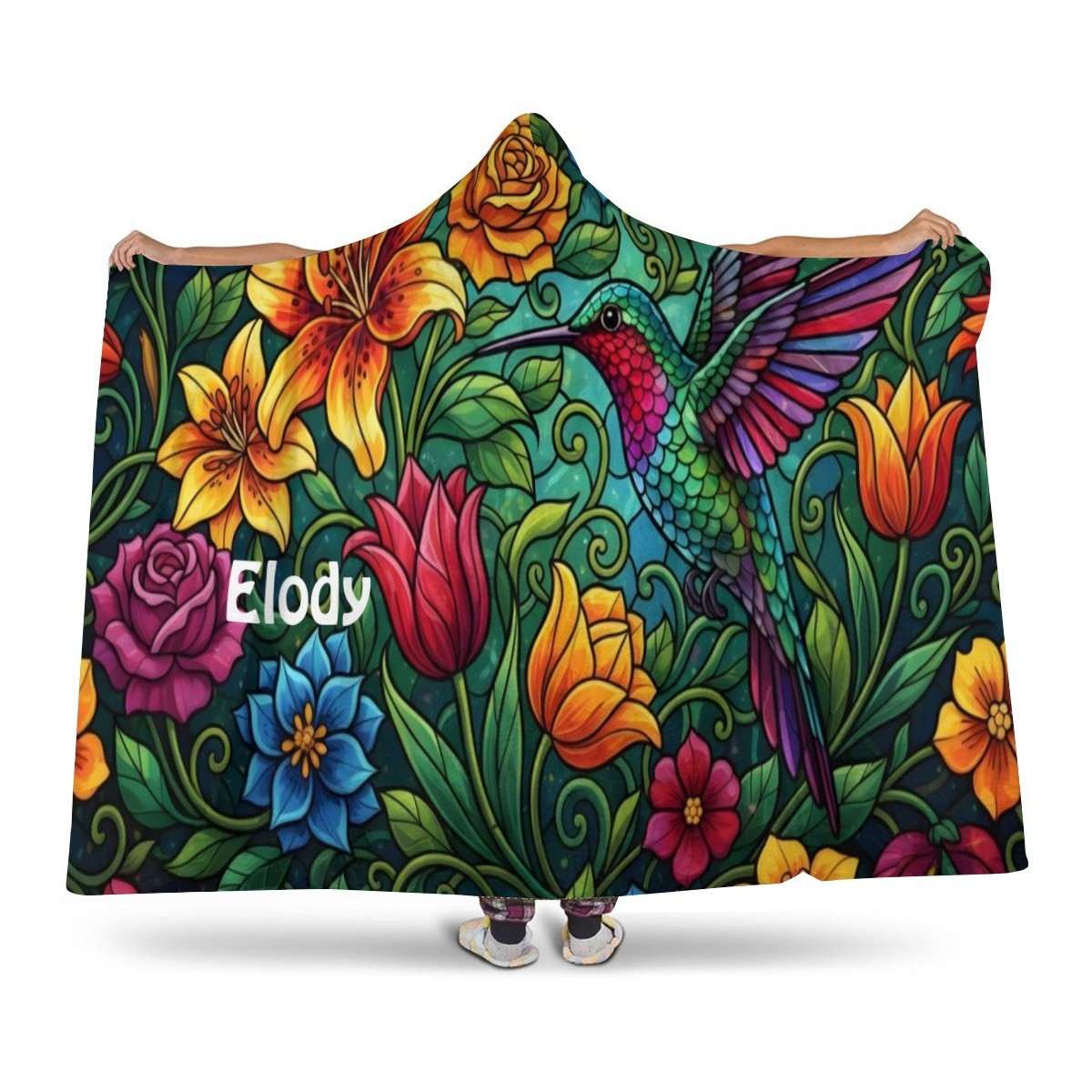 Personalized Tropical Floral Hooded Blanket | Custom Name Gift