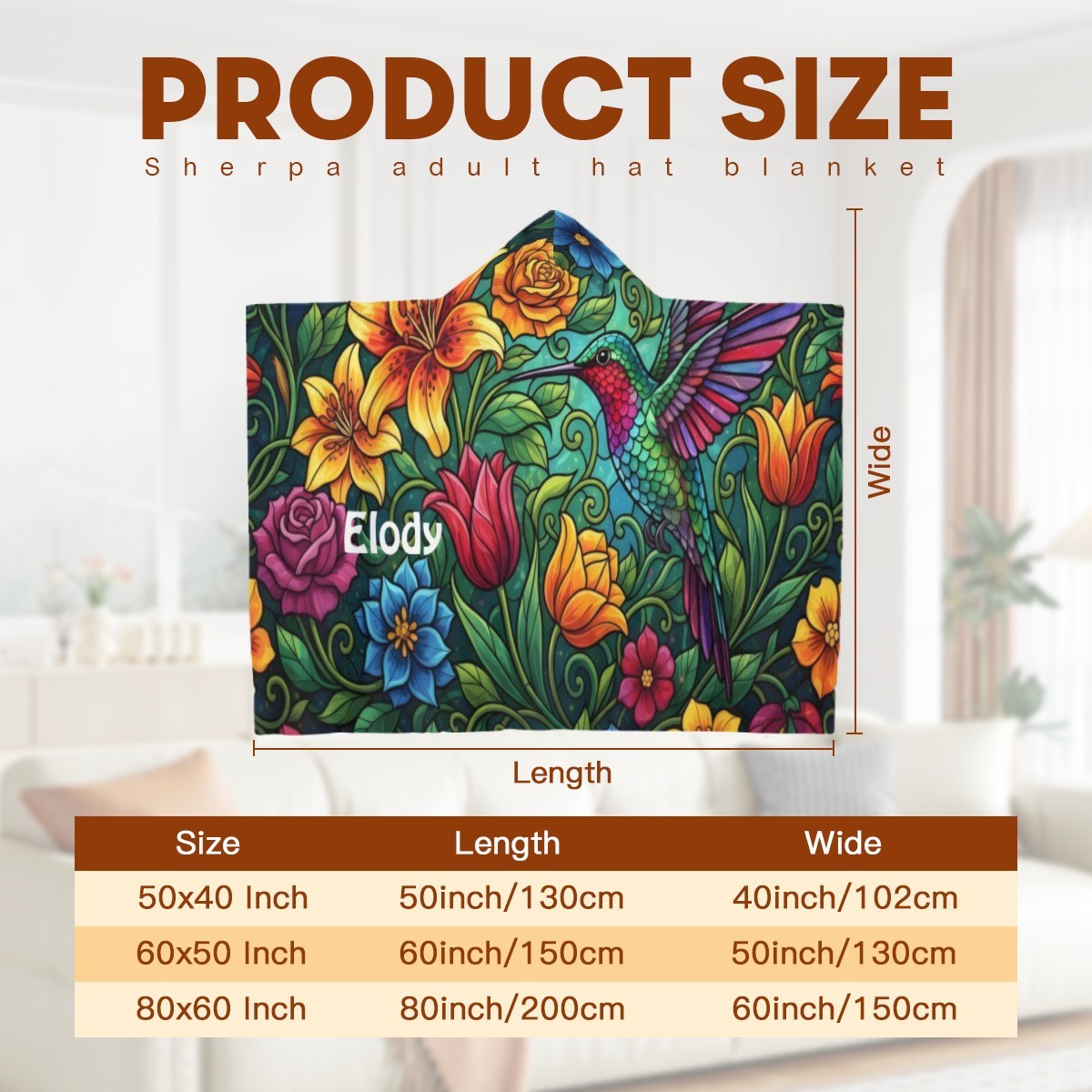 Personalized Tropical Floral Hooded Blanket | Custom Name Gift