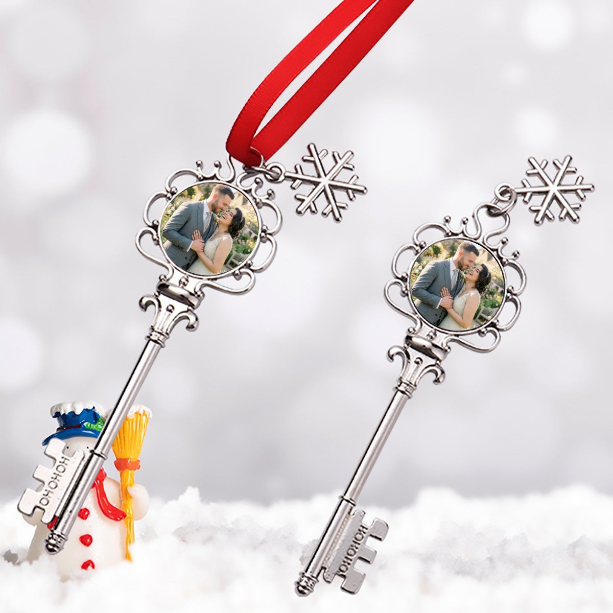 Personalized Photo Snowflake Key Christmas Ornament - Upload your Photo