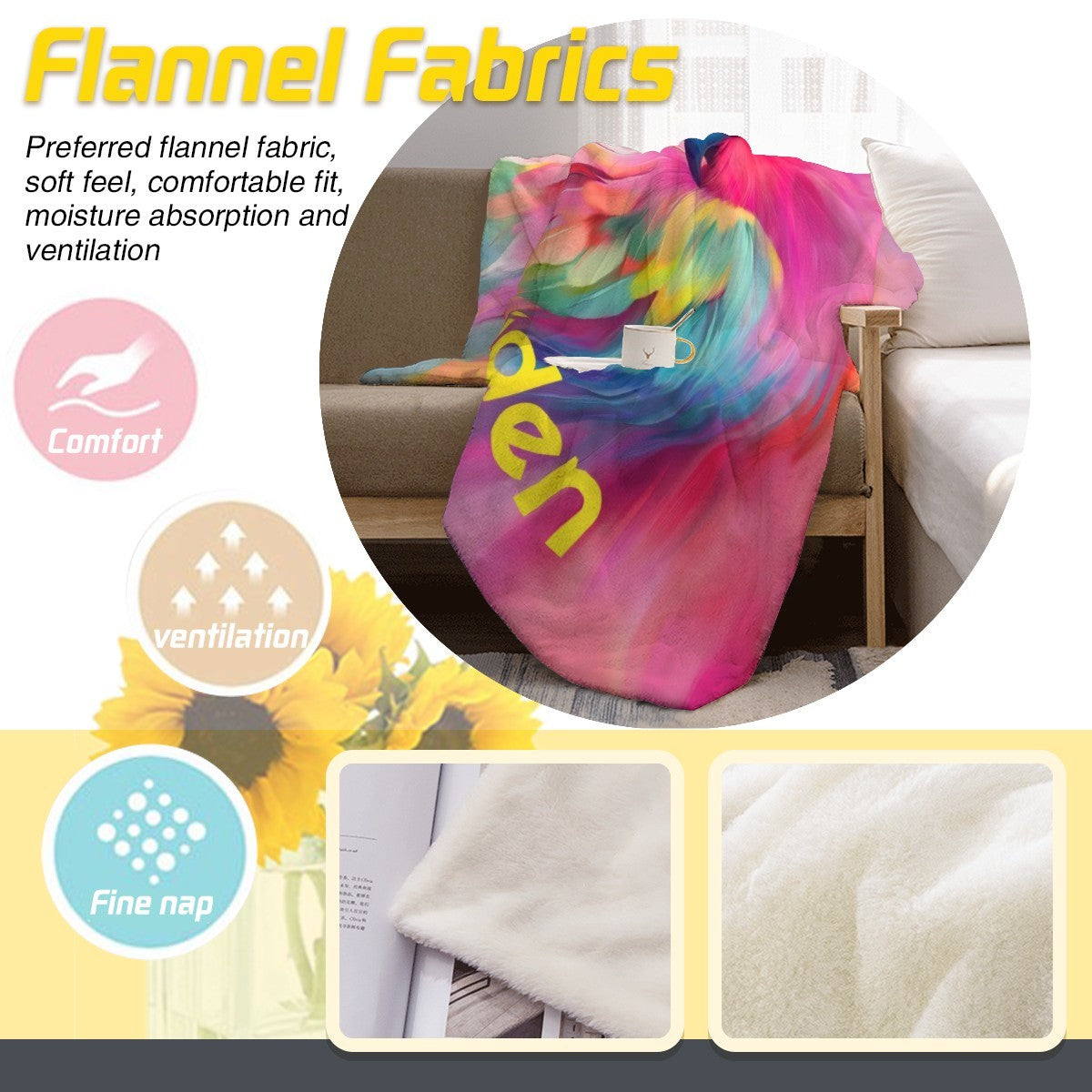 Personalized Rainbow Parrot Blanket with Name | Vibrant Bird Lover Gift | Custom Parrot Owner Gift