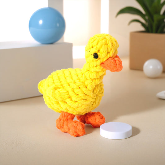 Yellow Duck Plush Toy with orange feet and black eyes, perfect for kids.