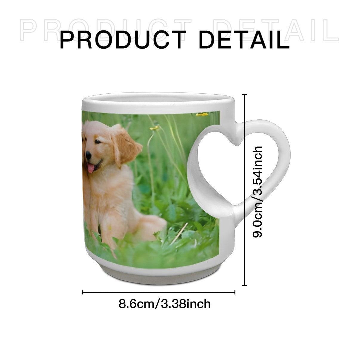 Personalized Photo Mug with Heart Handle | Custom Ceramic Mug | Unique Gift for Coffee & Tea Lovers