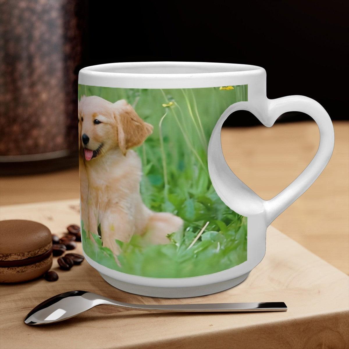 Personalized Photo Mug with Heart Handle | Custom Ceramic Mug | Unique Gift for Coffee & Tea Lovers