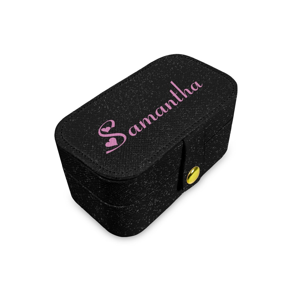 Personalized Travel Jewelry Case with Custom Name - Pink, White or Black