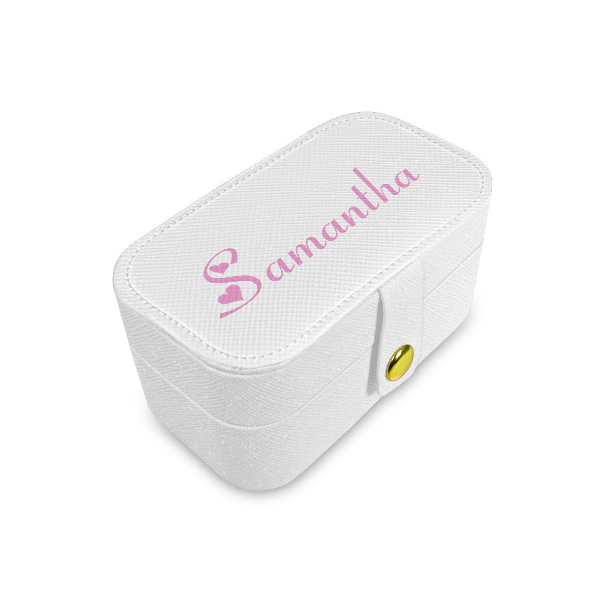 Personalized Travel Jewelry Case with Custom Name - Pink, White or Black