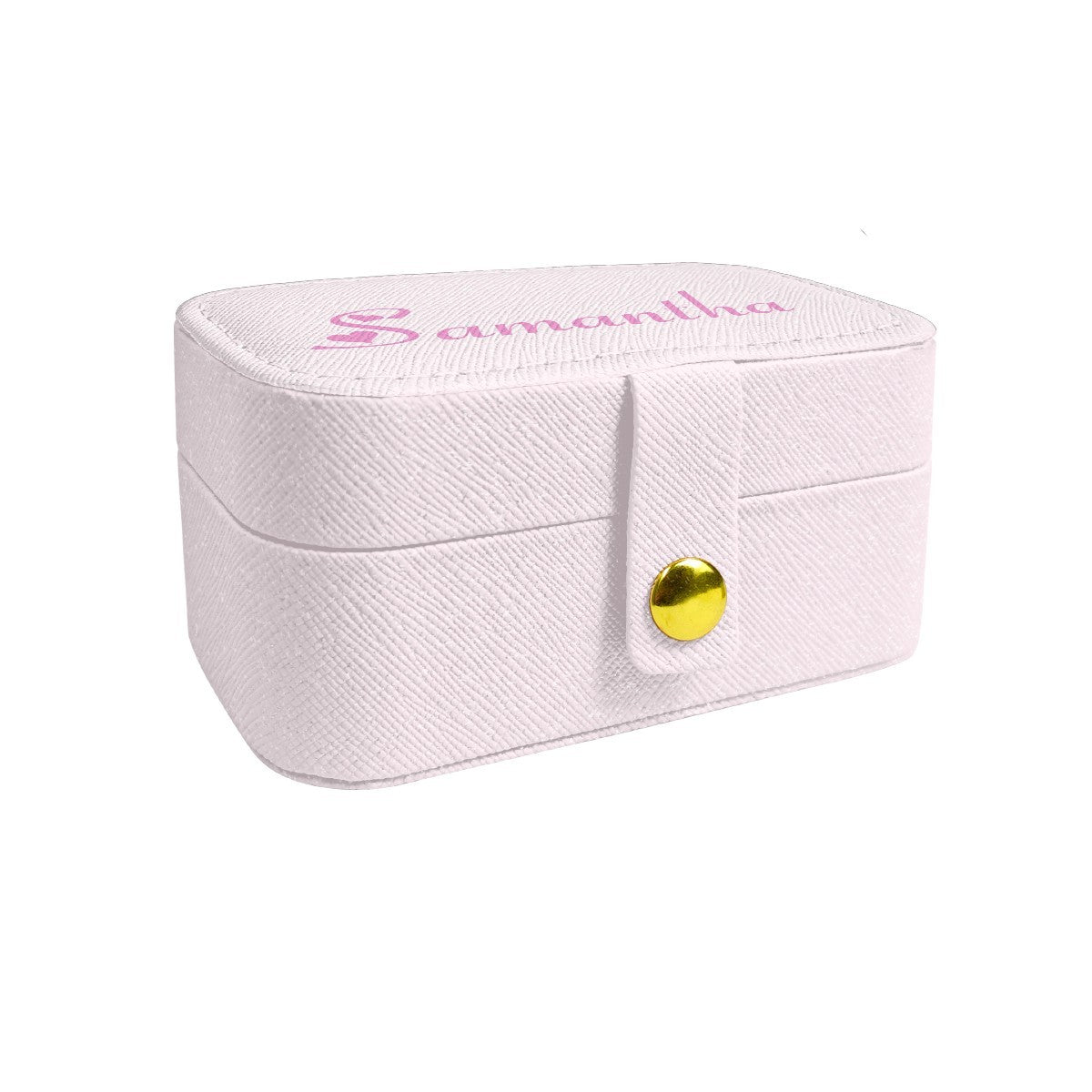 Personalized Travel Jewelry Case with Custom Name - Pink, White or Black