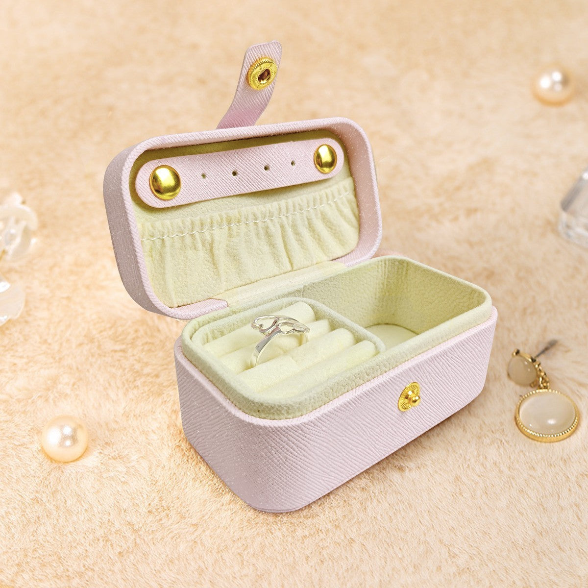 Personalized Travel Jewelry Case with Custom Name - Pink, White or Black