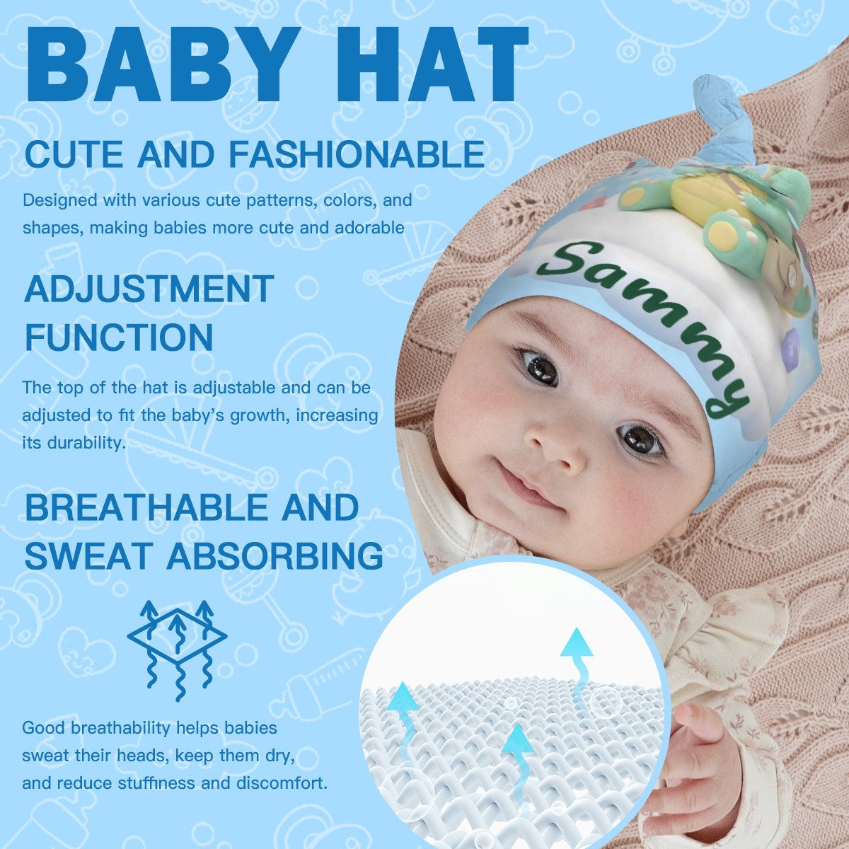 Personalized Green Dragon Baby Swaddle & Hat Set | Custom Name Gift