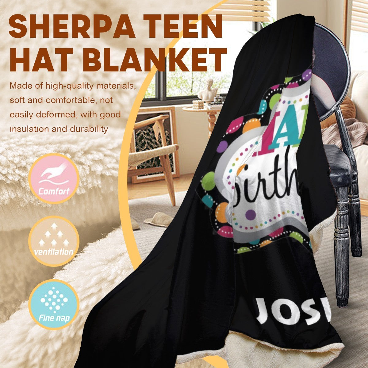 Personalized Happy Birthday Hooded Blanket | Custom Name Gift