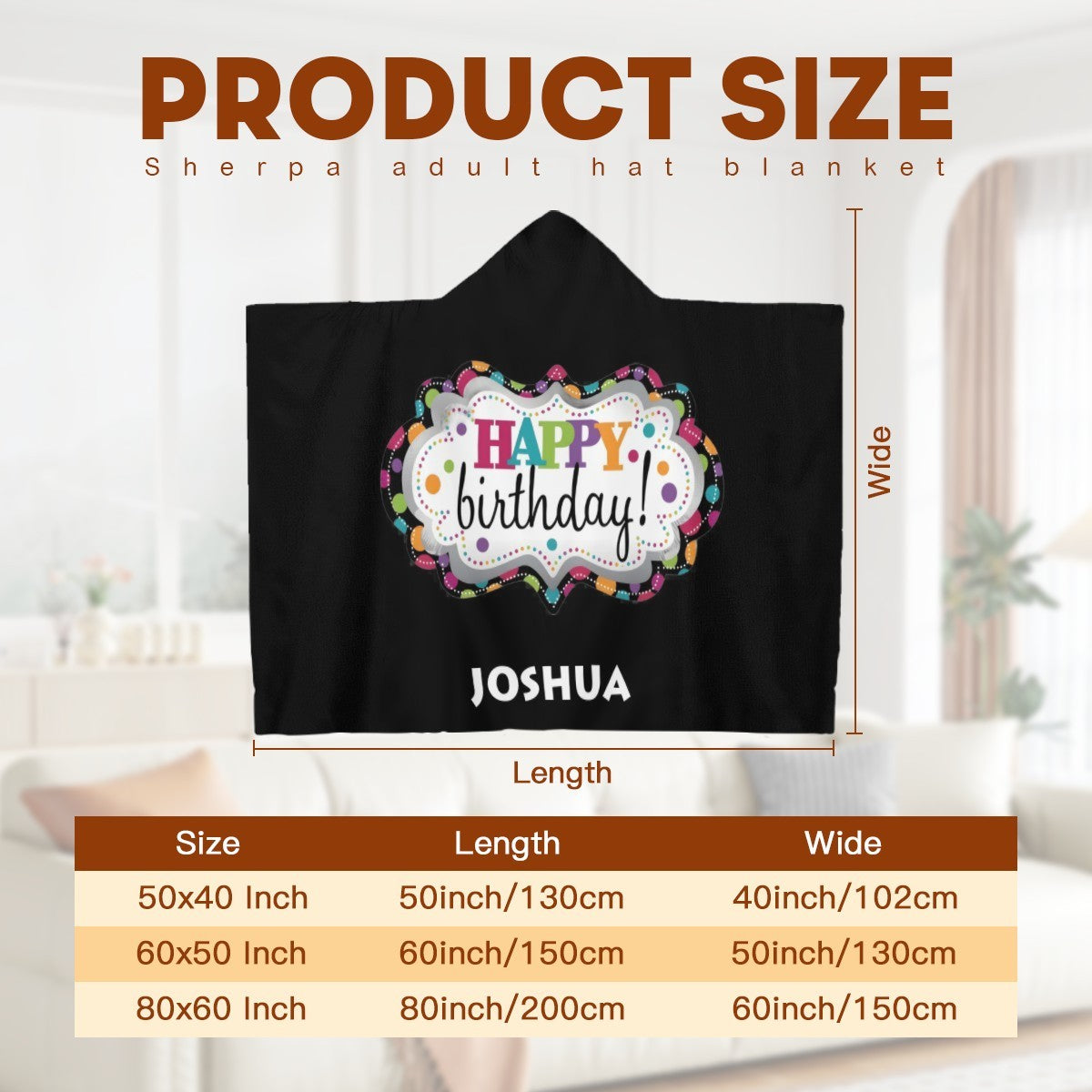 Personalized Happy Birthday Hooded Blanket | Custom Name Gift