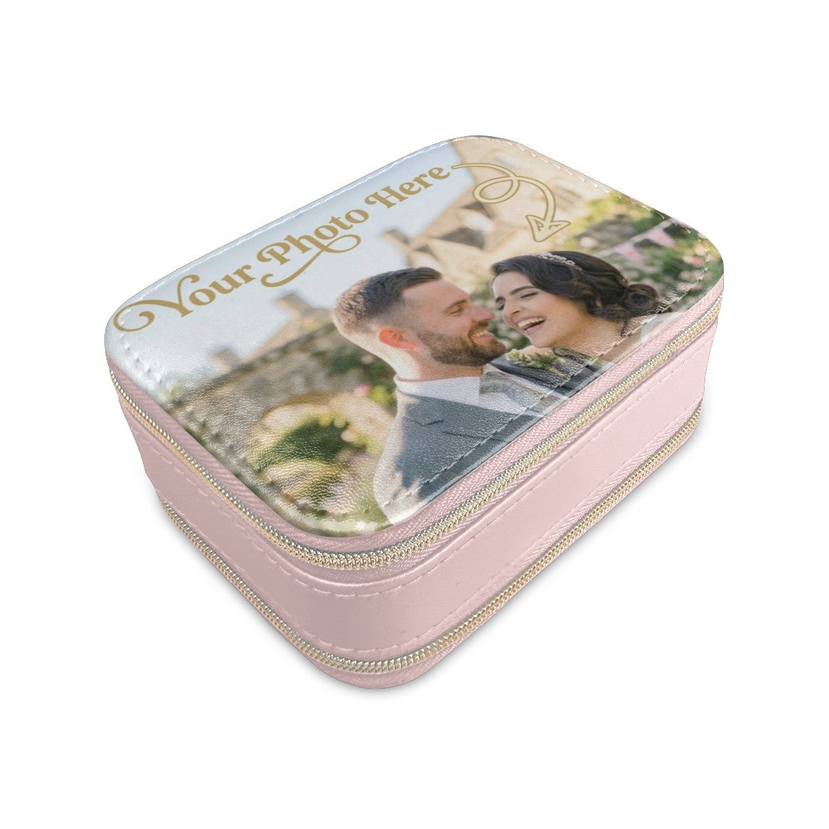 Personalized Photo Travel Jewelry Case | Pink or Blue | Upload your Photo