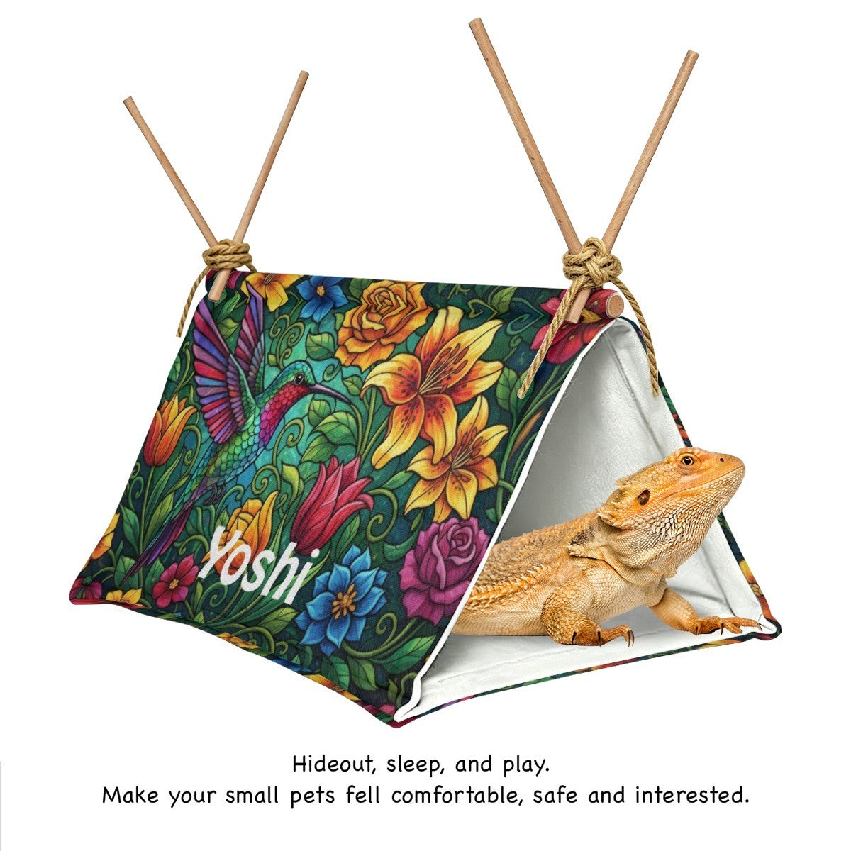 Personalized Hummingbird Flax Pet Tent for Small Animals