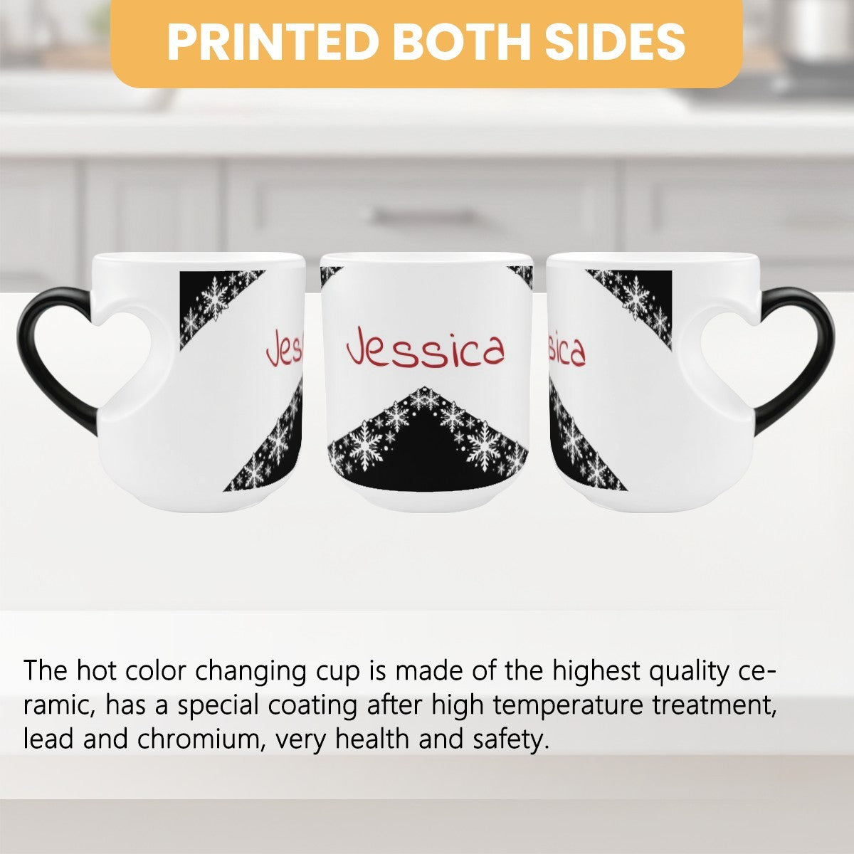 Personalized Heat-Reveal Snowflake Mug | Custom Name Winter Gift