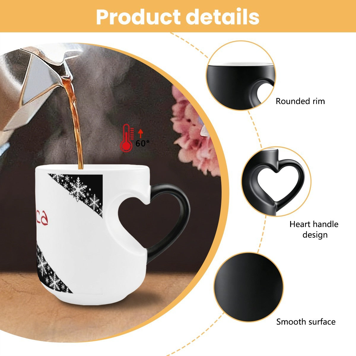 Personalized Heat-Reveal Snowflake Mug | Custom Name Winter Gift