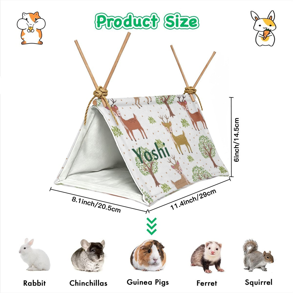 Personalized Reindeer Flax Pet Crawl House for Small Animals