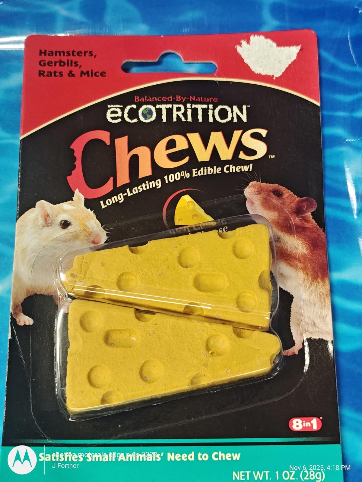 Small Animal Pet Chew Cheese for Hamster Rat Mouse Gerbil   DOUBLE PACK 4 CHEWS