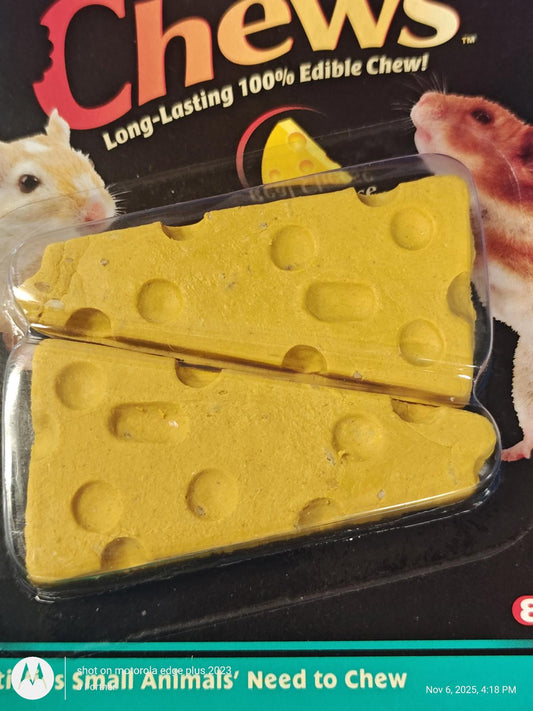 Small Animal Pet Chew Cheese for Hamster Rat Mouse Gerbil   DOUBLE PACK 4 CHEWS