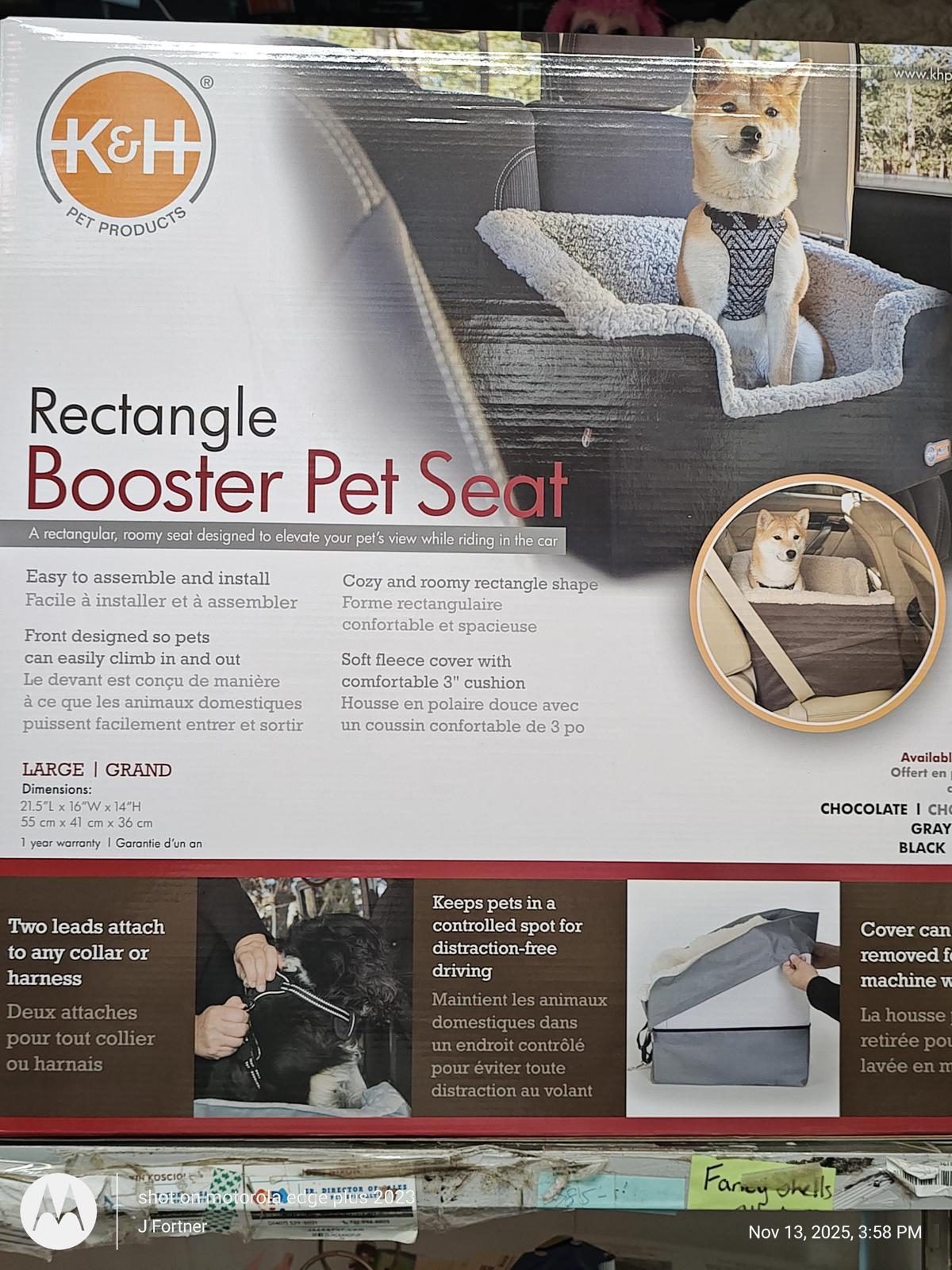 K&H Rectangle Pet Booster Pet Dog Car Seat - Large Grey