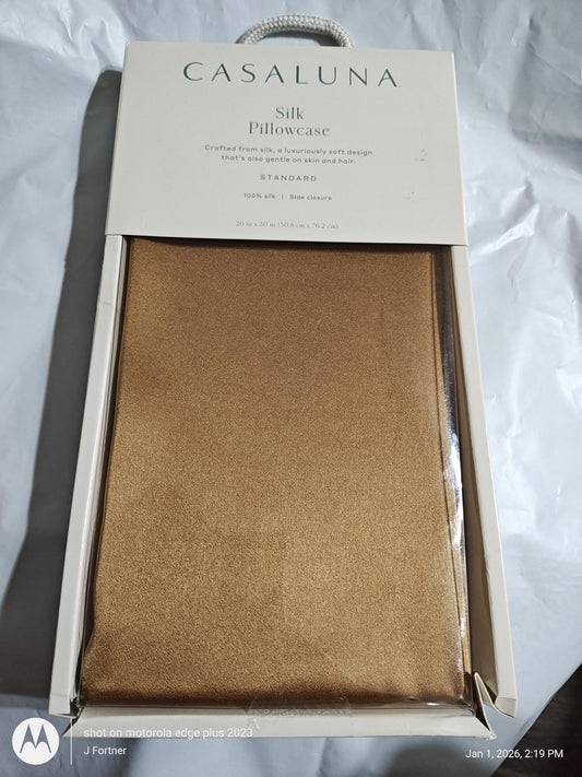 Casaluna SILK  100% Silk Standard- Artistic Brown -Pillowcase