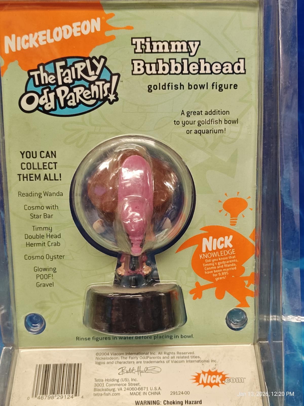 Timmy Bubblehead goldfish bowl figure from The Fairly OddParents, featuring a pink fish and brown base.