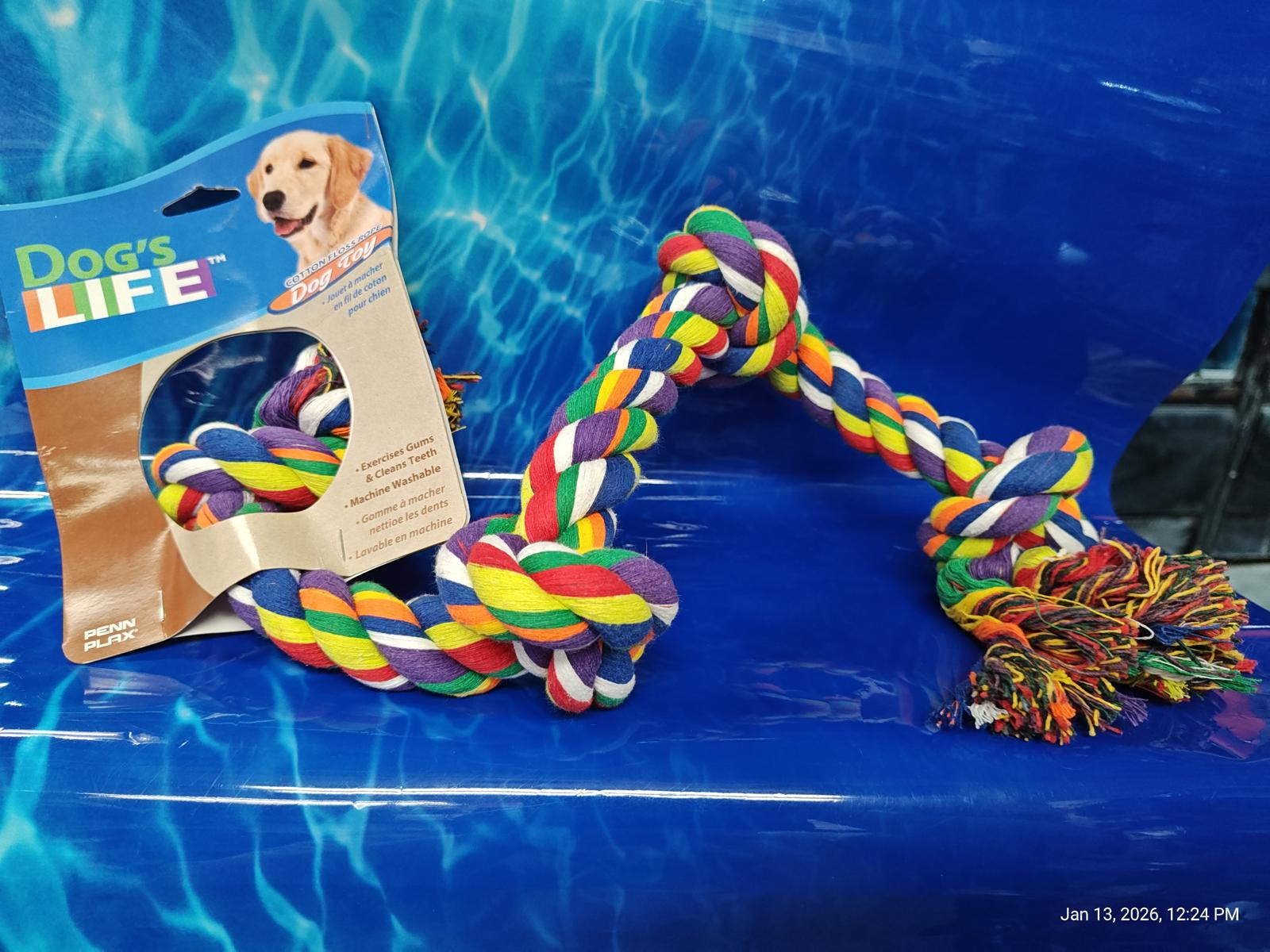 Dog's Life colorful rope toy with braided design and tassels for playful dogs.