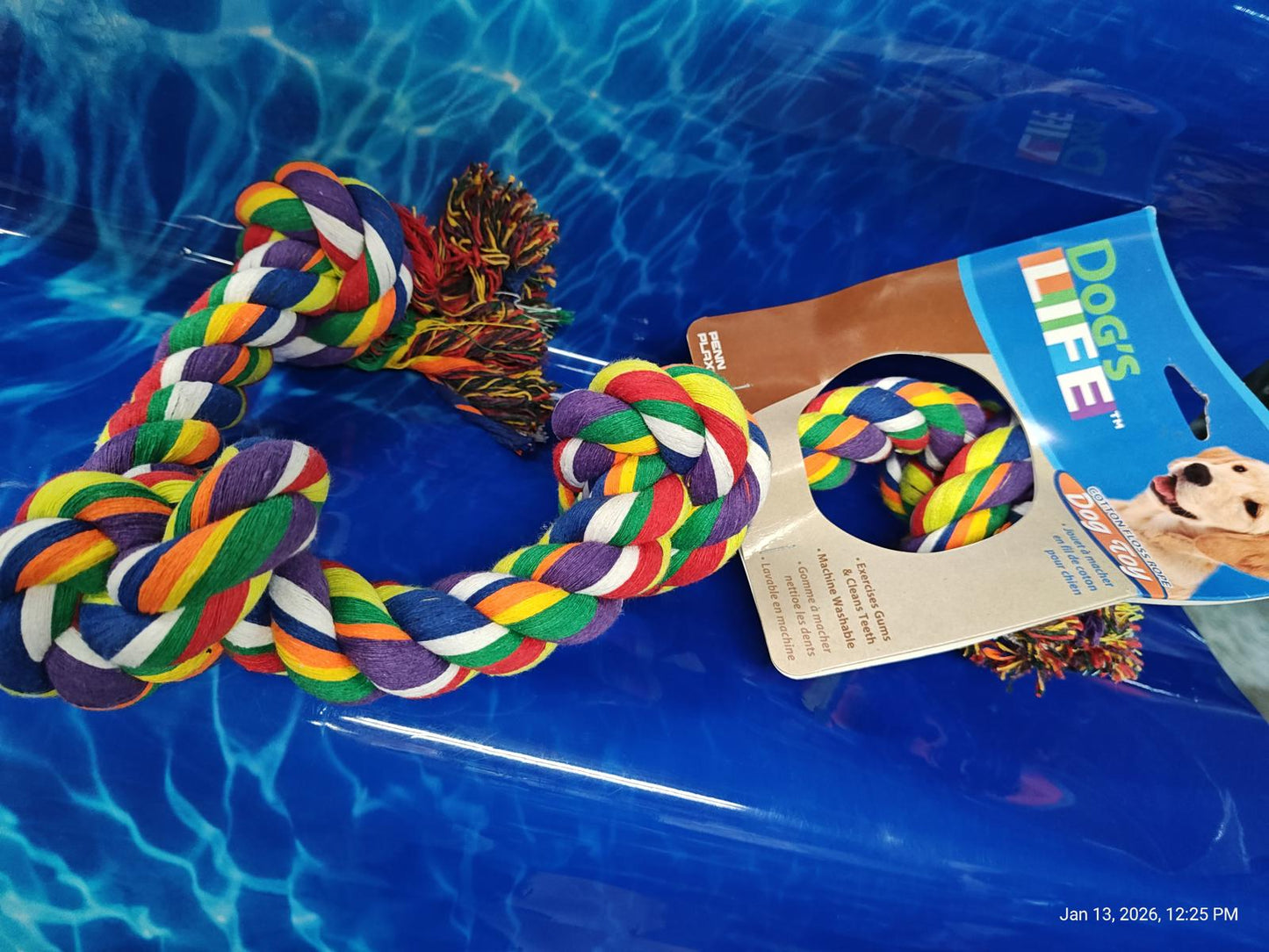 Dog's Life colorful rope toy with braided design and tassels for playful dogs.