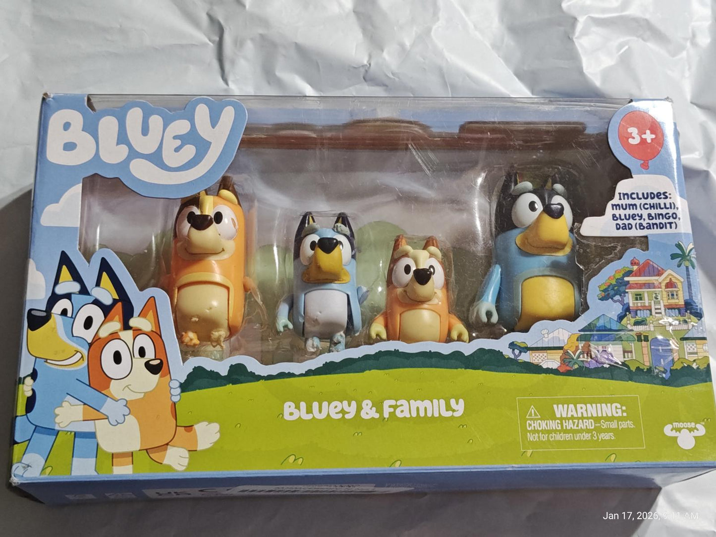 Bluey and Family Figurines 4 Pack Includes  Bingo Sleepy Chili Bandit