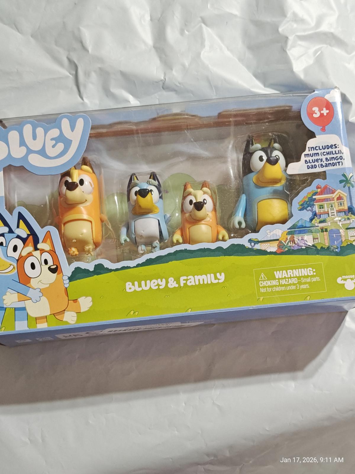 Bluey and Family Figurines 4 Pack Includes  Bingo Sleepy Chili Bandit