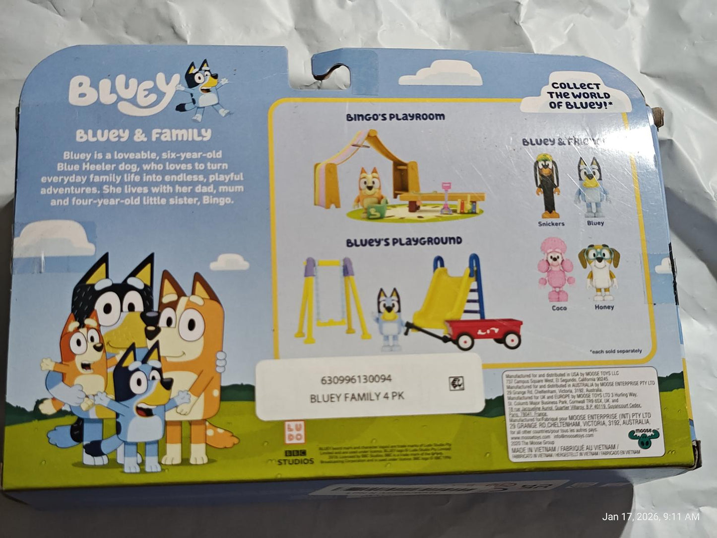 Bluey and Family Figurines 4 Pack Includes  Bingo Sleepy Chili Bandit