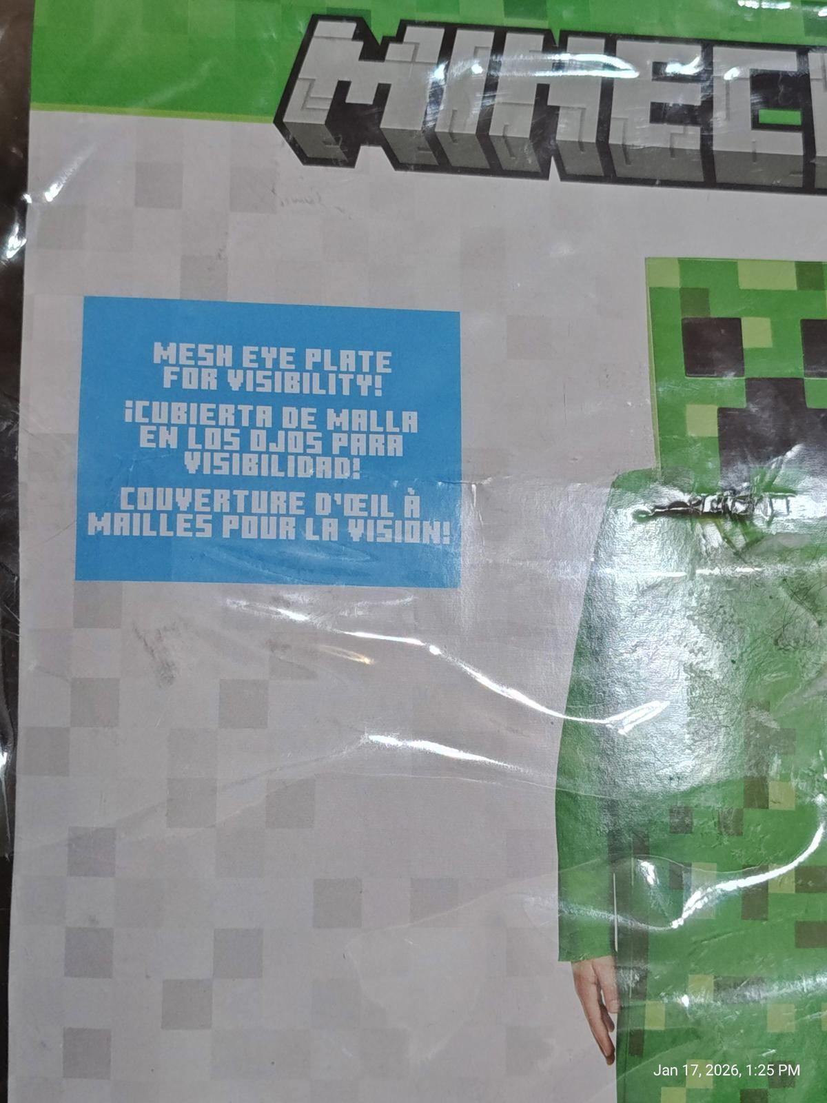 Minecraft  Costume Size 7-8 med Brand New in Bag Never taken out