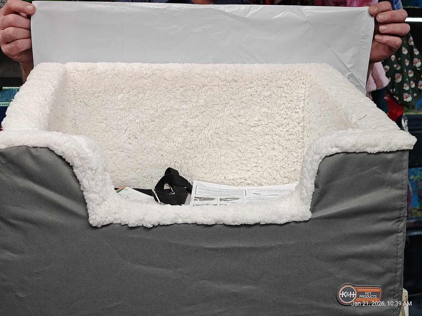 K & H Pet Car  Rectangle Booster Pet Seat Large GREY 21.5” X 16” X 14”