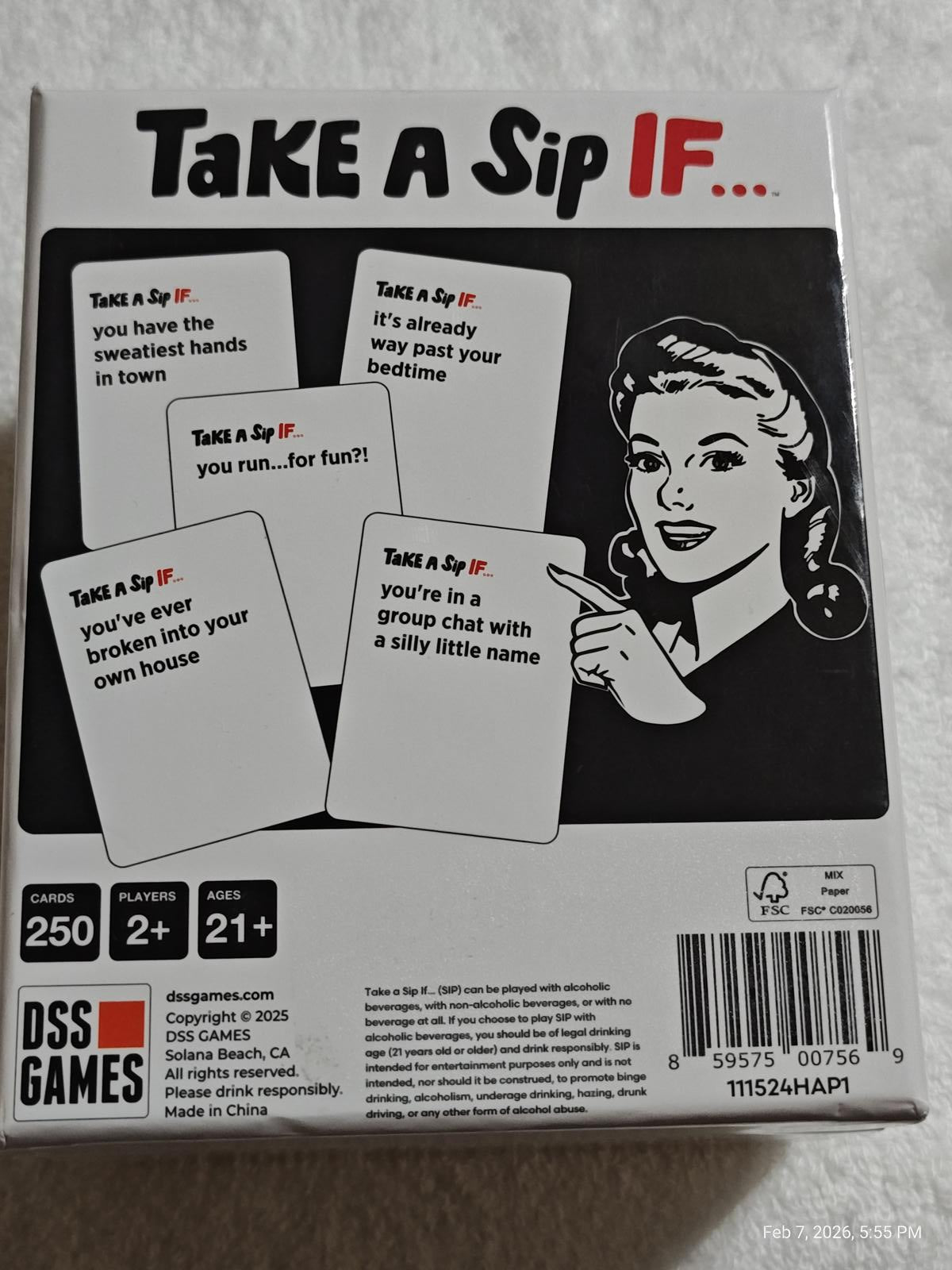 Take a Sip IF... card game featuring humorous prompts and a vintage design.