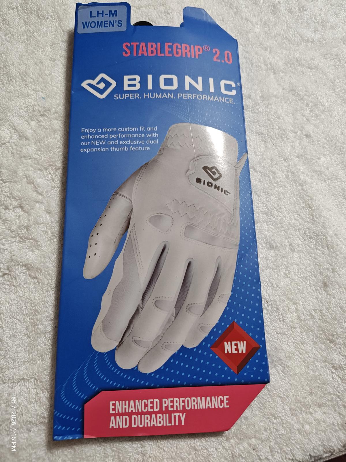 Bionic StableGrip 2.0 women's golf glove in white, designed for enhanced performance and durability.