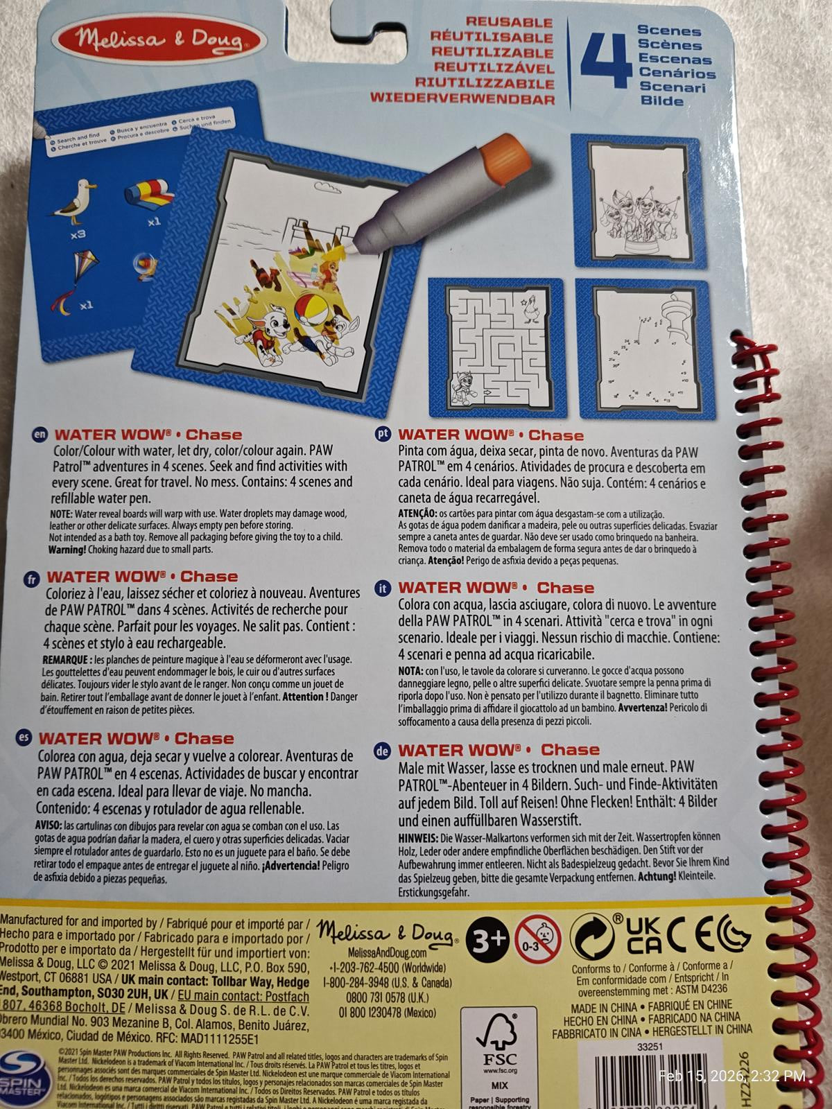 3 Pack Melissa & Doug Water Wow Paw Patrol Skye, Chase, Marshall & Marcus Bundle