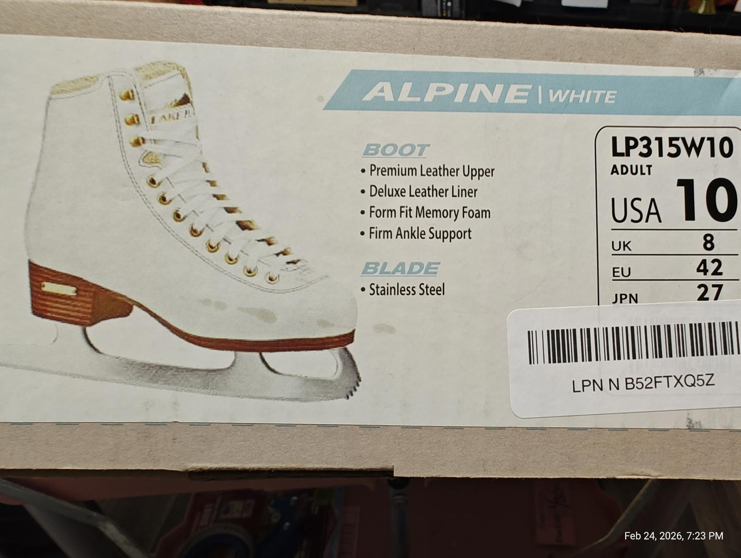 Lake Placid Alpine 900 model LP315W Figure Skates Womens Size 10 White Leather
