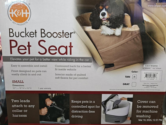 K&H Bucket Booster Pet Dog Car Seat - SMALL TAN | PNC Family FInds