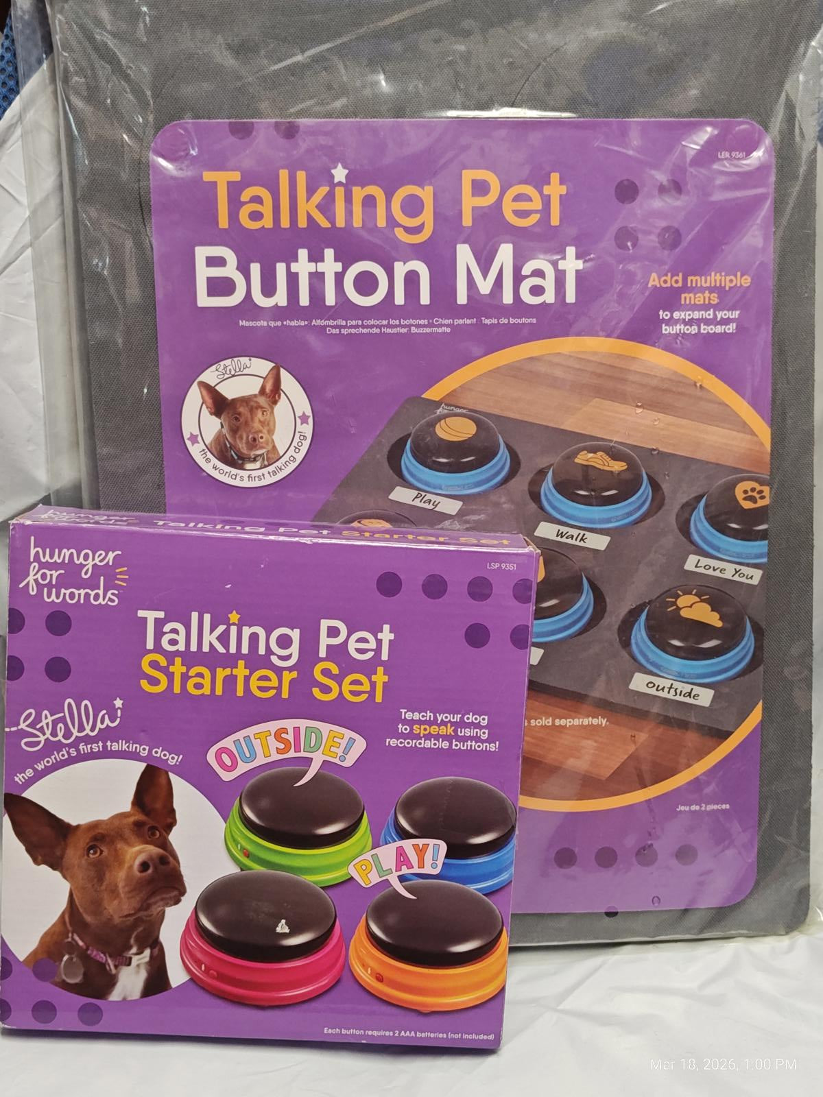 Pet Button Mat Kit with 4 Piece Talking buttons Dog Training