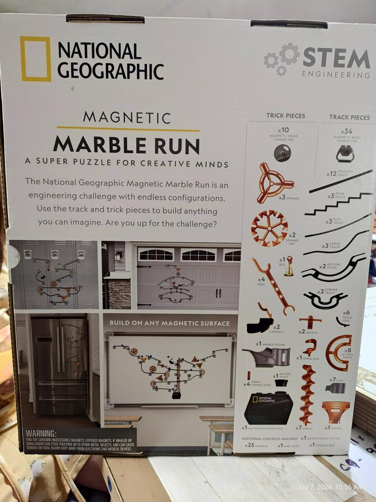 NATIONAL GEOGRAPHIC Magnetic Marble Run - 75-Piece STEM Building Set for Kids &