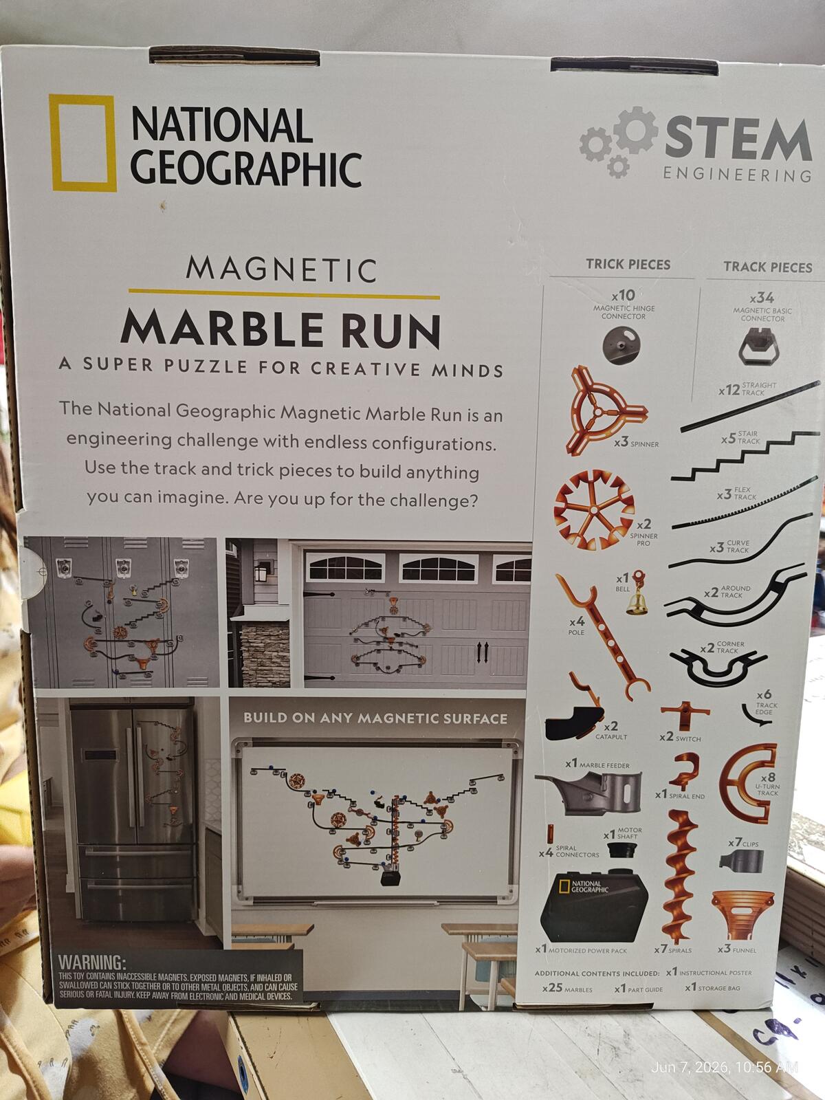 NATIONAL GEOGRAPHIC Magnetic Marble Run - 75-Piece STEM Building Set for Kids &