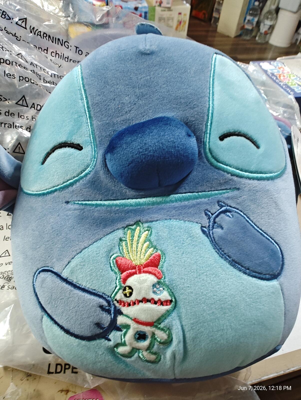 Squishmallows 8” Disney Stitch with Scrump Plush NWT Kellytoy Jazwares