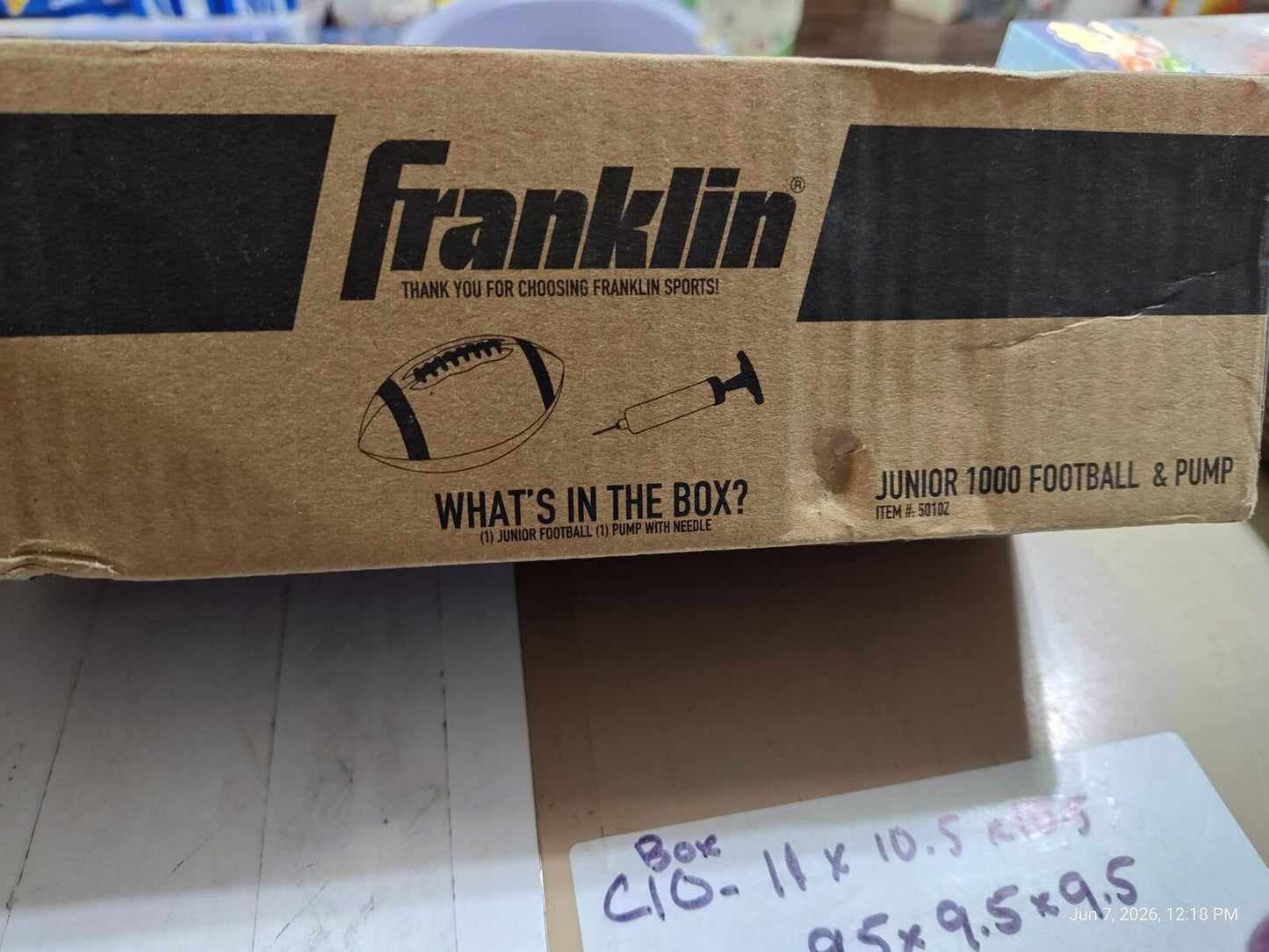 Franklin Sports Official Junior 1000 Size Football with Pump Brown
